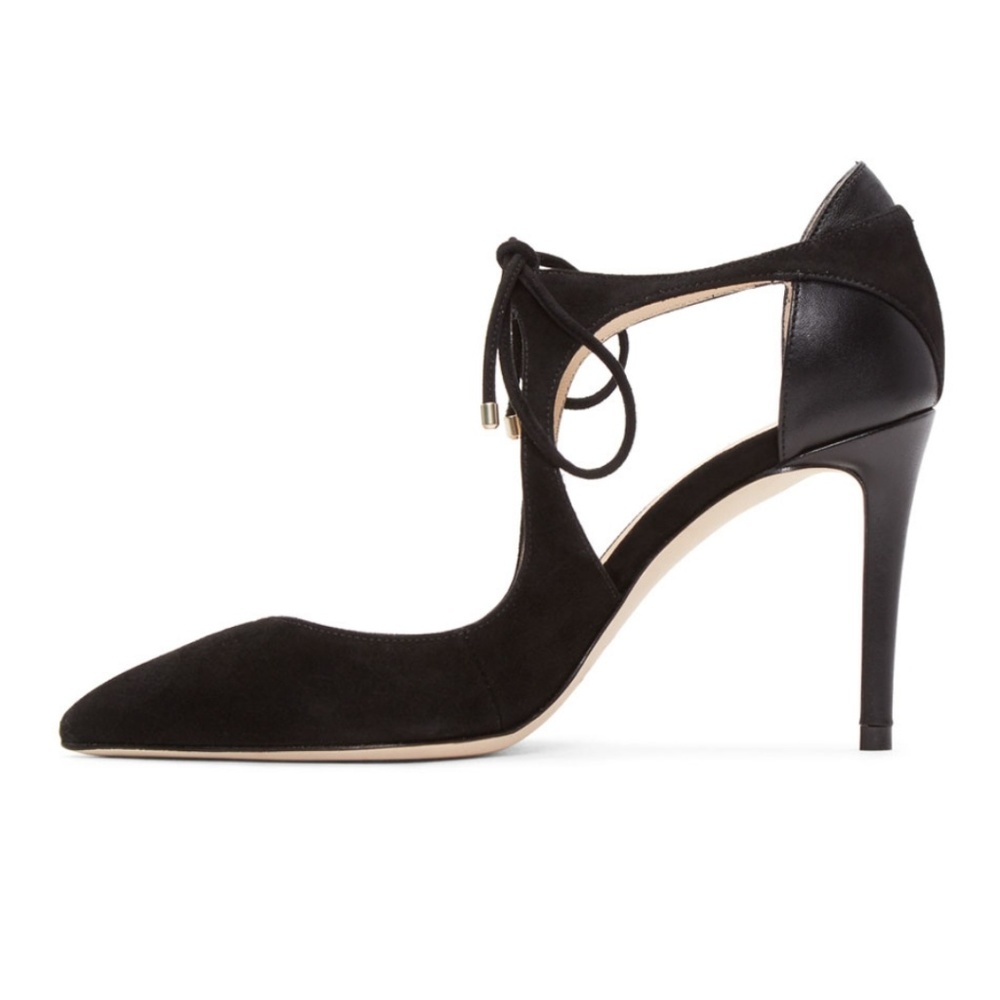 Jimmy Choo Black vanessa mixed media tie-front pum - Picture 2 of 8
